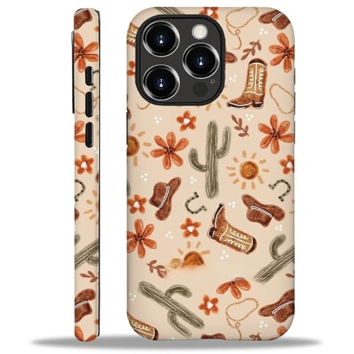 ZHEGAILIAN Case Compatible with iPhone 16 Pro Max,Denim Boots Cactus Design Phone Case,Matte Mixed Double-Layer Hard Shell+Soft Silicone TPU Shock Protective - color: Denim boots cactus, size: iPhone 16 Pro Max