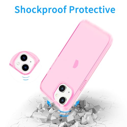 JJGoo Compatible with iPhone 13 Case, Clear Pink Soft Shockproof Protective Slim Thin Phone Bumper Cover for iPhone 13-6.1 inch 2021 - color: Pink
