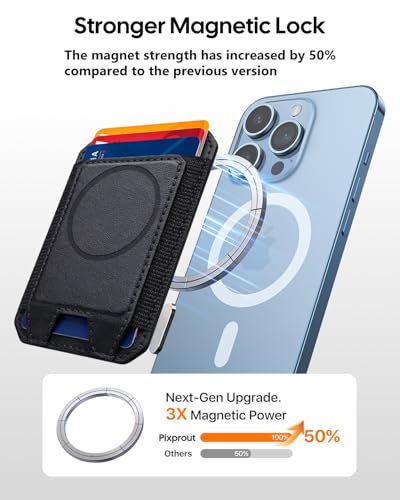 For MagSafe Wallet, Compatible with MagSafe car mount, Slim Magnetic Wallet for iPhone 12-17 Series, 5 Card Holder for Magnetic Phone Case, RFID Vegan Leather Minimalist Magsafe wallet, Black (DBX003)
