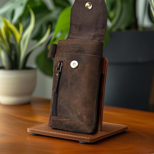 LEATHER VILLAGE Leather Cell Phone Holster with Belt Clip for Men Tan. - color: Suntan