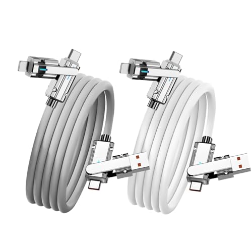 2 Pack USB C to C Cable 3.3ft Chubby Silicone 4 in 1 USB C Charging Cable - color: 4 Combinations Grey+White
