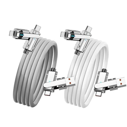 2 Pack USB C to C Cable 3.3ft Chubby Silicone 4 in 1 USB C Charging Cable - color: 4 Combinations Grey+White
