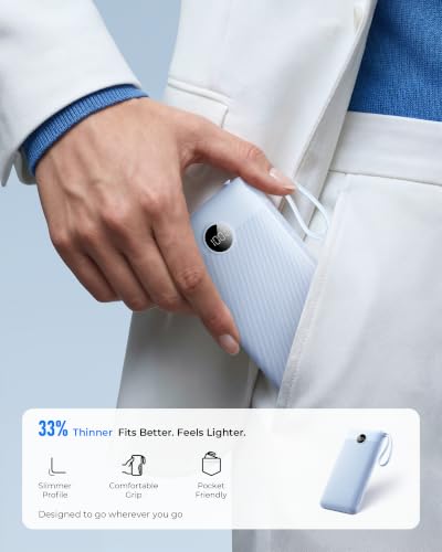 VRURC Portable Charger 4-Built-in-Cable 20000mAh Power Bank Fast Charging - color: Sky-Blue