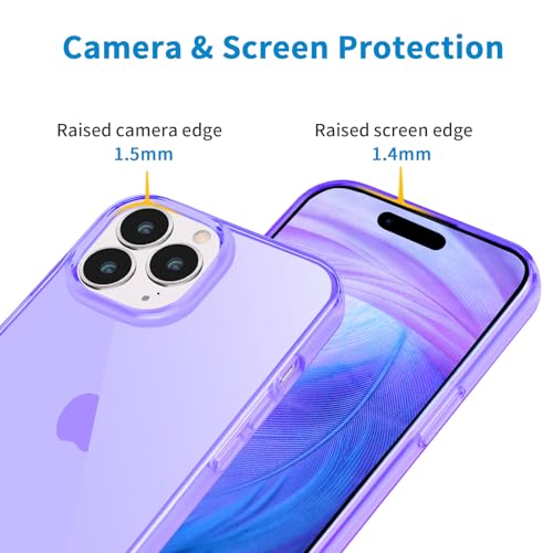 JJGoo Compatible with iPhone 15 Pro Case Clear, Soft Clear Fiexible TPU Phone Cases, Shockproof Transparent Bumper Cover Slim Thin Phone Case, Translucent Purple - color: Purple