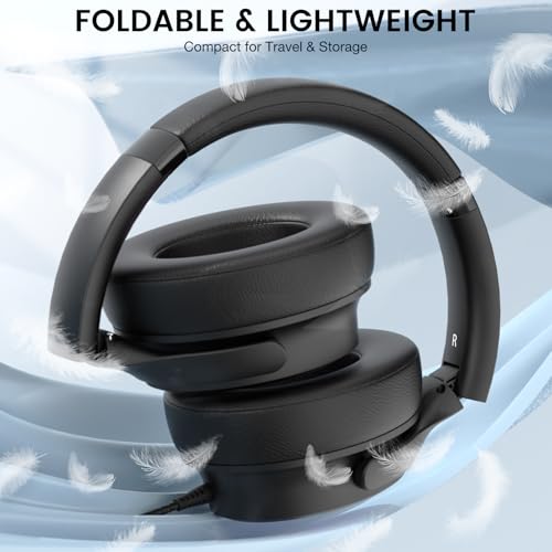 USB C Wired Over-Ear Headphones with Microphone - color: New Black