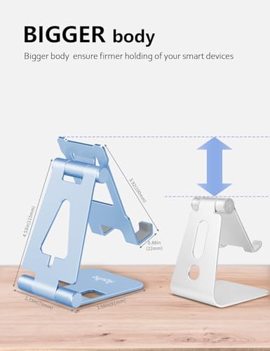 Aoviho Foldable Cell Phone Stand for Desk, Holder for iPhone,Sky Blue - color: Sky Blue