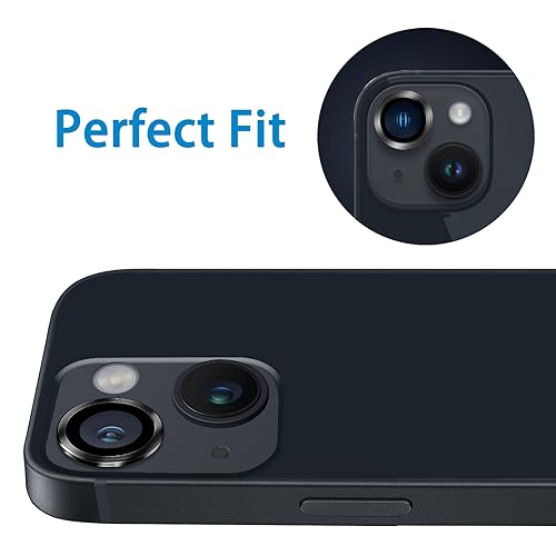 Compatible with iPhone 14 and 14 Plus Camera Lens Protector, Anti-Scratch Lens Cover 9H Tempered Glass Camera Screen Protector Shockproof Camera Ring for 14 and 14 Plus with 2 Lens - 2 Pcs Black - color: Black