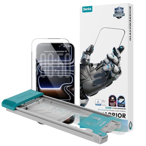 BENKS GlassWarrior for iPhone 17 Pro Screen Protector [TÜV Rheinland Anti-Reflection] [3D Curved Full Coverage] 9H+ Tempered Glass, Military-Grade Shatterproof & Scratch Resistant, Eye-Friendly
