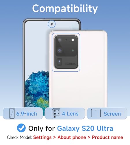 USLAI Case for Samsung Galaxy S20 Ultra, Anti-Yellowing, Crystal Clear Back, Shockproof & Military‑Grade Drop Protection - Transparent - color: Clear, size: Galaxy S20 Ultra