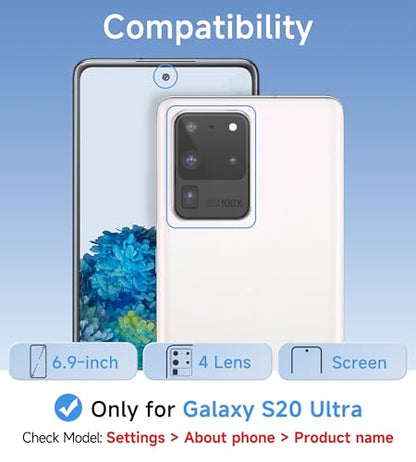 USLAI Case for Samsung Galaxy S20 Ultra, Anti-Yellowing, Crystal Clear Back, Shockproof & Military‑Grade Drop Protection - Transparent - color: Clear, size: Galaxy S20 Ultra