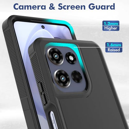 for Motorola Moto G Power 2026 / Moto G Power 2025 Case: Dual Layer Protective Heavy Duty Cell Phone Cover Shockproof Rugged with HD Screen Protector Military Protection Bumper Tough, Black - color: Black (PC) + Black (TPU)