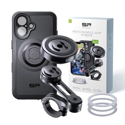 SP CONNECT Moto Bundle II AVM Xtreme | SPC+ |Compatible with iPhone 16 | Phone Mount for Motorcycle | Motorcycle Phone Holder | Handlebars - style: for iPhone 16