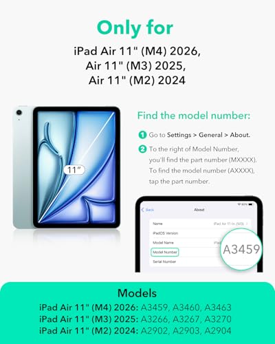 ESR 2 Pack Screen Protector for iPad Air 11 Inch M4/M3/M2, 9H Glass - size: Air 11" M4/M3/M2 (2026/2025/2024)