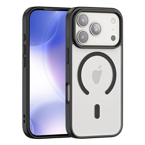Strong Magnetic for iPhone 17 Pro Max Clear Black Case Compatible with Magsafe, Anti-Yellowing and Anti-Scratch with Airbag, Upgrade Camera Protective Phone Case - color: Clear Black Magnetic, size: For Iphone 17 Pro Max