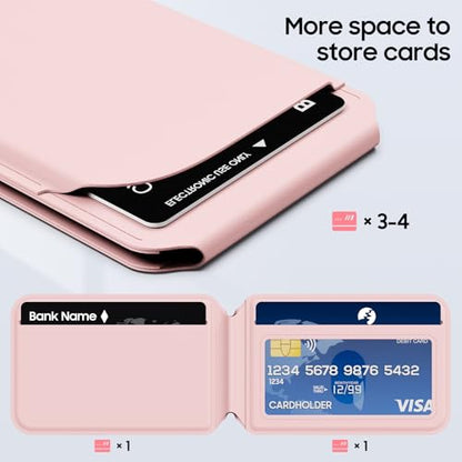 Magnetic Wallet for iPhone, Adjustable Leather Mag-Safe Card Holder for iPhone 17/16/15/14/13/12 Series, ID Window, Card Slot, RFID Blocking (pink) - color: pink