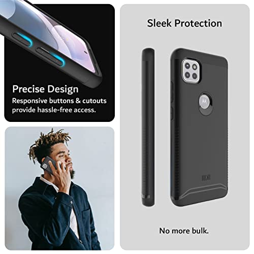 TUDIA DualShield Designed for Motorola One 5G ACE Phone Case 2021, [Merge] Shockproof Military Grade Dual Layer Tough Slim Heavy Duty Protection for Moto One 5G UW ACE Case - Matte Black - color: Matte Black