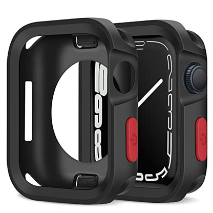 Amizee Rugged Case Compatible with Apple Watch Case Series 9/8/7 41mm SE 3/2/1 Series 6/5/4 40mm, Soft TPU Shockproof Bumper Drop Proof Protective Cover Compatible with iWatch - Black - color: Black, size: 40mm/41mm