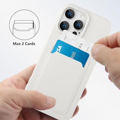 MZELQ Compatible with iPhone 16 Pro Max Case Card Holder -White | Wallet Cover,Camera Protection + Screen Protector Soft Card Slot Phone Case - color: White, size: iPhone 16 Pro Max