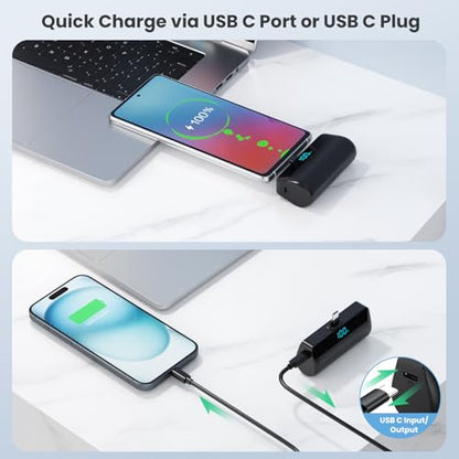 [2-Pack]Mini Portable Charger for iPhone 17/16 Series,Upgraded 5500mAh PD Fast Charging USB C Power Bank,Travel Essential Battery Pack for iPhone 17/17 Pro Max/16/15 Series Galaxy Android-Black+Black - color: Black+Black