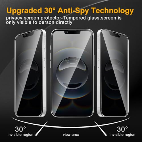 3 Pack Privacy Screen Protector for iPhone 16e / 17e, Anti Spy Tempered Glass 9H Hardness, Black Protector Anti Spy, Bubble Free, Anti-Scratch - size: iPhone 16e / 17e FK3