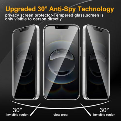 3 Pack Privacy Screen Protector for iPhone 16e / 17e, Anti Spy Tempered Glass 9H Hardness, Black Protector Anti Spy, Bubble Free, Anti-Scratch - size: iPhone 16e / 17e FK3