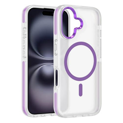 PinLiSheng Upgraded Magnetic for iPhone 16 Case [Mil-Grade Drop Protection] [Compatible with Magsafe] Double-Layer Impact Resistant Translucent Matte Protective Phone Case, Purple - color: Updated Version - Purple, size: iPhone 16