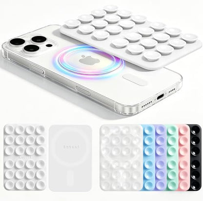 Anteel 2026 Upgraded Magnetic Sticky Phone Suction Grip, Suction Cup Buddy Sticky Grip Holder for iPhone 12 to17, Hands-Free Selfie/Video for TikTok Creator/Influencer (White) - color: White