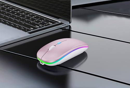 WREANU Wireless Bluetooth Mouse, Rechargeable Laptop Mice, Pink - color: Pink