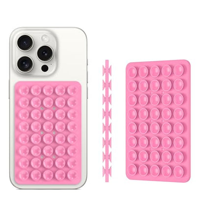 Double Sided Silicone Suction Phone Holder Mount, Silicon Accessory for iPhone and Android, Hands-Free Mirror Shower Phone Holder, TikTok Videos and Selfies (Combo A) - color: Combo A