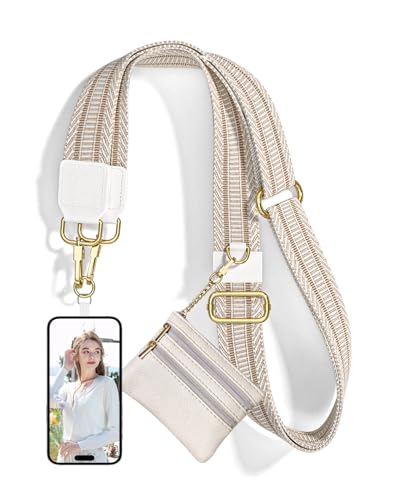 Nipichsha Crossbody Phone Strap with Wallet, Clip and Go Strap for Phone - color: Minimalist Textures
