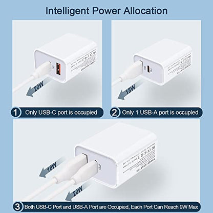 Pixel 11 10 9a Charger Fast Charging Block 20W USB C Fast Wall Charger Box - color: White