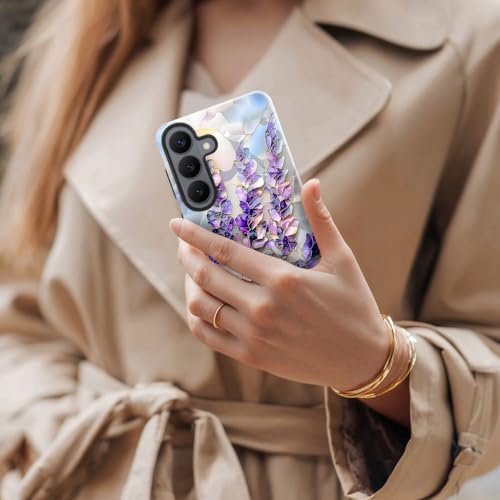 Case for Samsung Galaxy S26,Camera Protection Soft Glossy Phone Case - Lavender Flower Purple Stained Glass - color: Lavender Flower Purple Stained Glass, size: Samsung Galaxy S26
