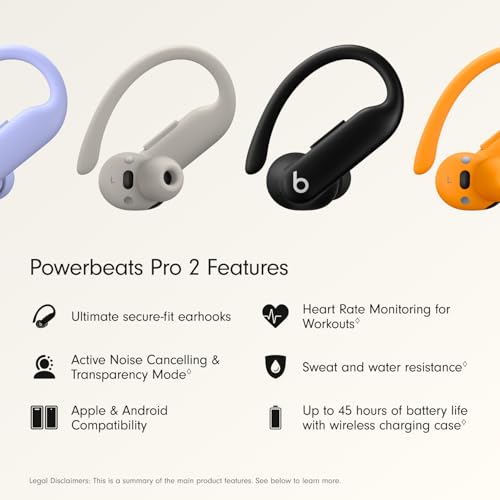 Beats Powerbeats Pro 2 - Wireless Bluetooth Earbuds with USB-C Charging Cables (1.5 m) - Jet Black - color: Jet Black, style: Powerbeats Pro 2 and USB-C Cable