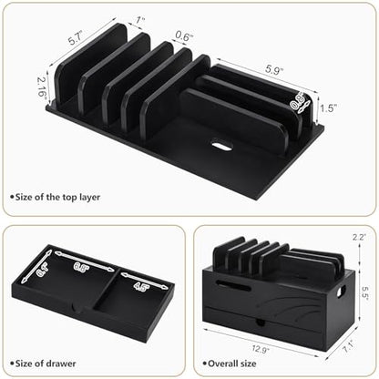 Homde Bamboo Charging Station Organizer: 6 Compartments and Drawer - color: Black