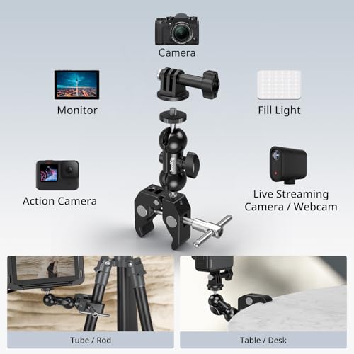SMALLRIG Super Clamp Mount 2-Pack, Double Ball Head Magic Arm for Camera - style: Clamp 2 Pack
