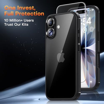 TAURI for iPhone 17 Case, Anti-Yellowing with Screen Protector, Military-Grade Protection Shockproof Slim Phone Case for iPhone 17, Black - color: E-Black
