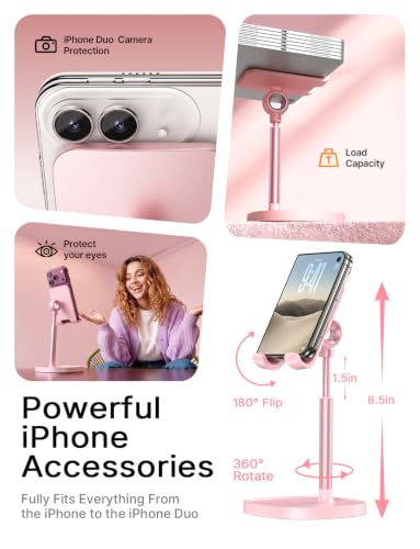 LISEN Desk Phone Stand Holder, iPhone Stand Pink Gifts for Women Girls - color: A- Pink