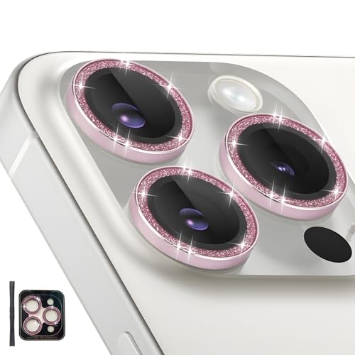 Camera Lens Protector for iPhone 14 Pro/14 Pro Max, Glitter Pink - color: Glitter Pink