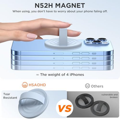 Upgraded Magnetic Phone Grip, Liquid Silicone Soft and Portable, Removable Finger Loop Ring Grip Holder for iPhone, Strong Magnetic Attraction, Compatible with MagSafe Phone Case, Baby Blue - color: Baby Blue