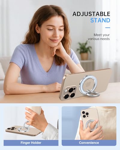 Magnetic Phone Ring Holder, Cell Phone Grip Stand, Blue Conch - color: Blue Conch