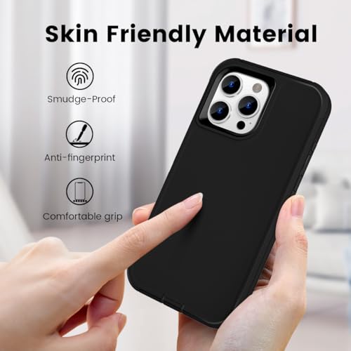 for iPhone 15 Pro Max Case, Dual Layer Shockproof Full Body Cover for Men & Women Military Grade Drop Protection Heavy Duty Protective Phone Case for Apple Phone 15ProMax 6.7 inch (Black) - color: Black