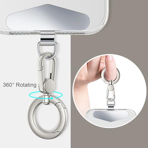 TENOC Metal Phone Tether with Spring Ring, Black+Silver - color: Silver/Black