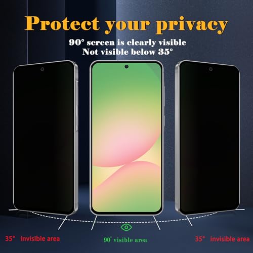 2 Pack Privacy Screen Protector for Samsung Galaxy A56, Tempered Glass Film full Coverage Anti Scratch, Anti-Spy, 9H Hardness, Bubble Free for Samsung Galaxy A56 Privacy Screen Protector - size: Samsung Galaxy A56