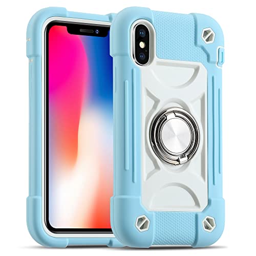 MARKILL Compatible with iPhone X/iPhone Xs Case 5.8 Inch with Ring Stand, Heavy-Duty Military Grade Shockproof Phone Cover for iPhone X/XS. - color: Ice Blue, size: iPhone X/iPhone XS 5.8"