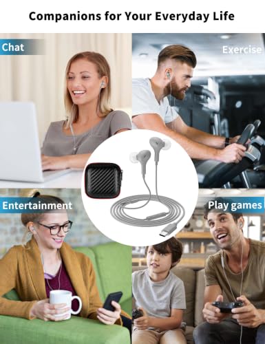 USB C Headphone for Samsung S26 S25 FE S24 A16 A17 Z Wired Earbuds Magnetic - color: Grey