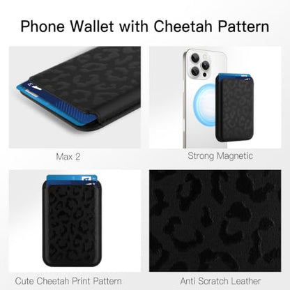 Compatible with MagSafe Wallet, Cute Cheetah Print Pattern, Black - color: Black Cheetah Print