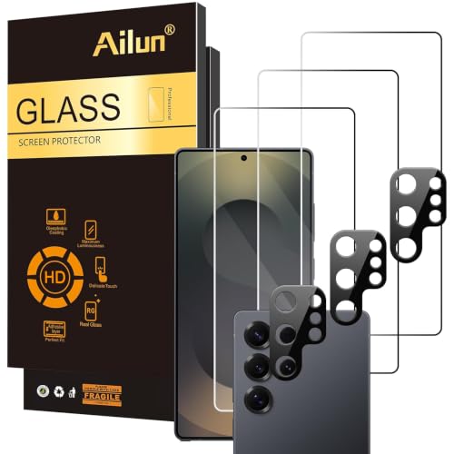 Ailun Glass Screen Protector for Galaxy S25 Ultra [6.9 Inch] 3Pack + 3Pack Camera Lens Tempered Glass Fingerprint Unlock 0.25mm Ultra Clear Anti-Scratch Case Friendly [Not For S25/S25 Plus/S25 Edge] - color: Transparent, size: S25 Ultra 6.9 inches