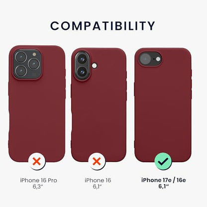 kwmobile Case Compatible with Apple iPhone 17e / iPhone 16e Case - Soft Slim Protective TPU Silicone Cover - Bordeaux Violet - color: bordeaux violet