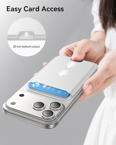 TWZKG for MagSafe Wallet, 3 Cards Holder, Slim Magnetic Phone Wallet for iPhone 17/16/15/14/13/12 Pro Max Plus Air Series,RFID Blocking Vegan Leather,White - color: White