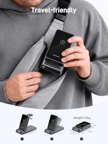 3 in 1 Wireless Charging Station for Samsung, Wireless Charger with Clock